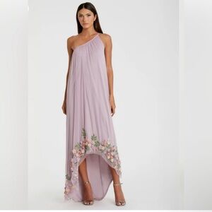 Mac Duggal Mauve Floral One Shoulder embellishment Gown Size 10 NWT